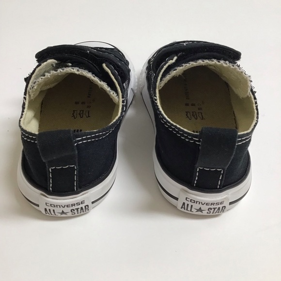 Converse All Star Chuck Taylor Toddler Boy Sneakers SZ 4 Black Low Top Hook Loop - Picture 12 of 16